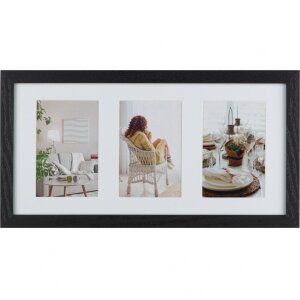Galleria fotografica moderna 23x50 cm nero 3 foto 13x18 cm