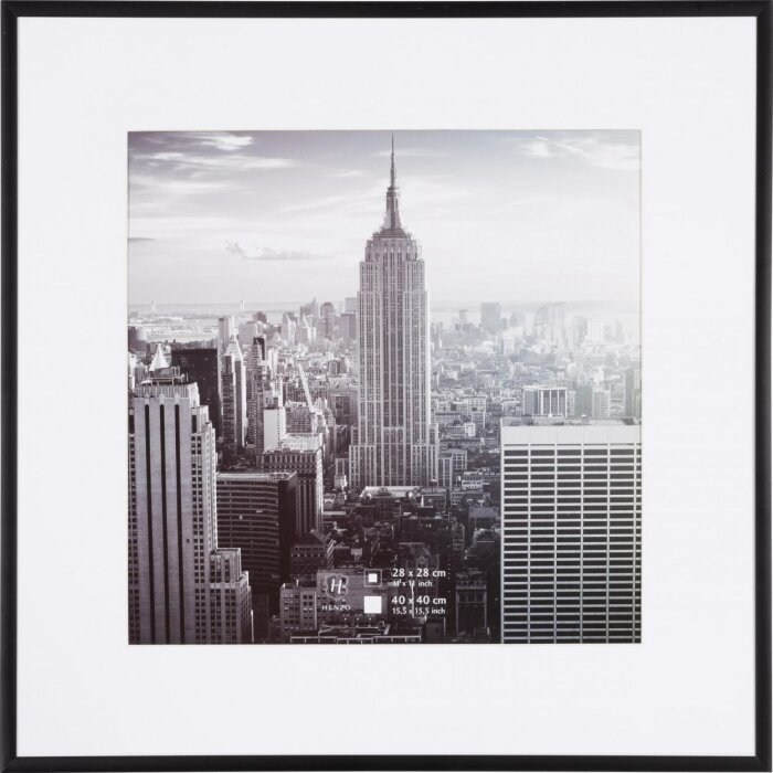 Henzo Telaio in alluminio Manhattan nero 40x40 cm con Passepartout 30x30 cm