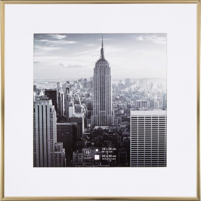 Cornice Henzo in alluminio Manhattan oro 40x40 cm con passepartout 30x30 cm