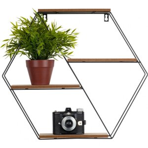 Henzo Mensola a muro 44,5x50x10 cm Nero Marrone Metallo...