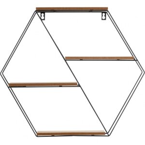 Henzo Mensola a muro 44,5x50x10 cm Nero Marrone Metallo Legno Moderno