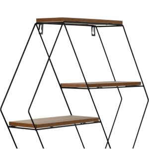 Henzo Mensola a muro 44,5x50x10 cm Nero Marrone Metallo Legno Moderno