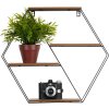 Henzo Mensola a muro 44,5x50x10 cm Nero Marrone Metallo Legno Moderno