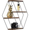 Henzo Mensola a muro 44,5x50x10 cm Nero Marrone Metallo Legno Moderno