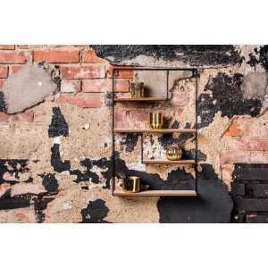 Mensola da parete Henzo in legno naturale nero 40x60x10 cm Design minimalista