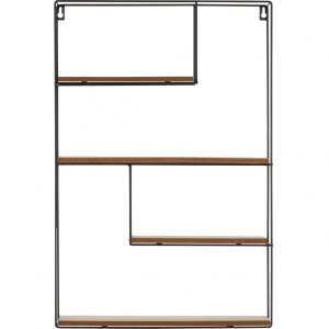 Mensola da parete Henzo in legno naturale nero 40x60x10 cm Design minimalista