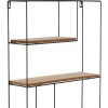 Mensola da parete Henzo in legno naturale nero 40x60x10 cm Design minimalista