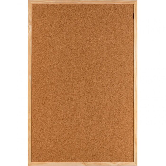 Bacheca Henzo in sughero naturale con cornice in legno 60x90 cm per ufficio cucina aula