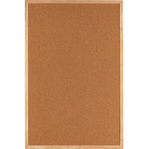 Bacheca Henzo in sughero naturale con cornice in legno 60x90 cm per ufficio cucina aula
