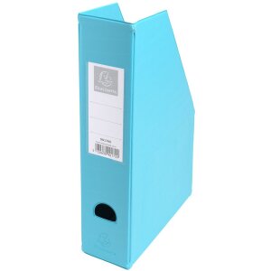 Cartella stand-up in pvc massiccio 2mm dorso 70mm con porta etichetta incollata e foro di presa Colori pastello assortiti.
