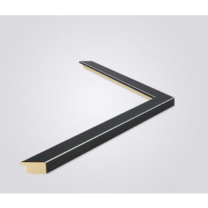 Walther Cornice in legno Bilbao con bordo argentato 50x70 cm Vetro nero antiriflesso