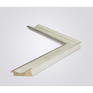 Walther cornice in legno Vigo 25x80 cm bianca con bordo argentato vetro antiriflesso