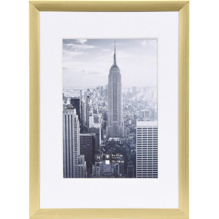Cornice Henzo in alluminio Manhattan oro 13x18 cm con passe-partout 9x13 cm