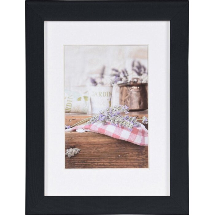Henzo Cornice in legno Jardin 13x18 cm nero con passe-partout 9x13 cm