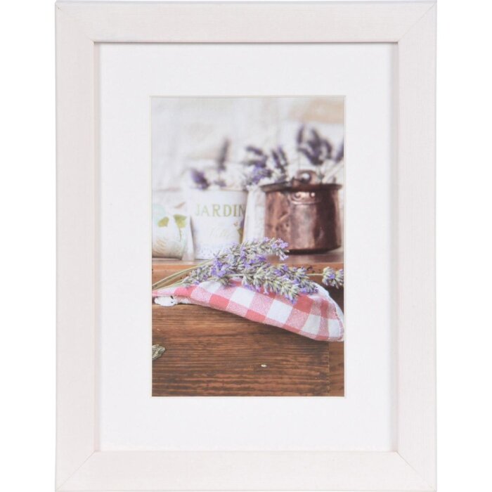 cornice in legno bianco Jardin nel formato 15x20 cm