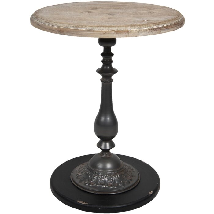 Clayre & Eef 50525 Tavolino marrone, nero Ø 50x64 cm