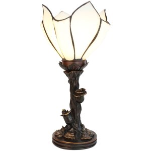 Clayre & Eef 5LL-6231 Lampada da tavolo Tiffany Fiore Bianco