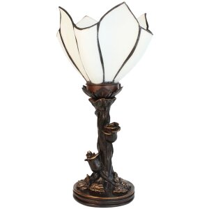 Clayre & Eef 5LL-6231 Lampada da tavolo Tiffany Fiore Bianco