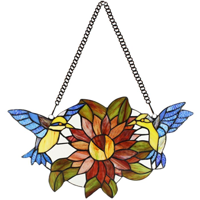 Clayre & Eef 5LL-6237 Quadro Tiffany Uccelli Marrone 50x60 cm
