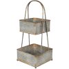 Clayre & Eef 5Y1098 Etagere a 2 livelli Grigio 29x29x66 cm