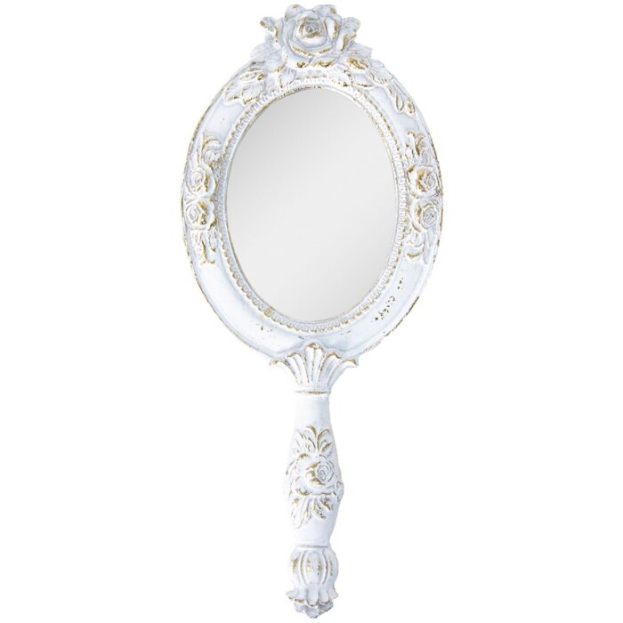 Clayre & Eef 62S263 Specchio a mano bianco 10x1x25 cm