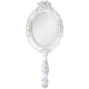 Clayre & Eef 62S263 Specchio a mano bianco 10x1x25 cm