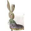 Clayre & Eef 64996 Lanterna Coniglio Blu, Beige 11x10x22 cm