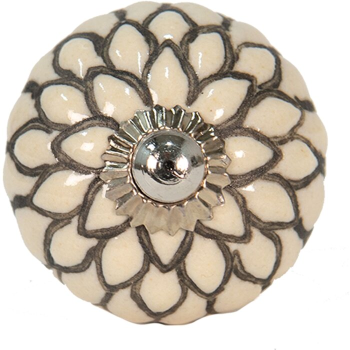 Clayre & Eef 65003 Pomello per porta Beige, Nero Ø 4 cm