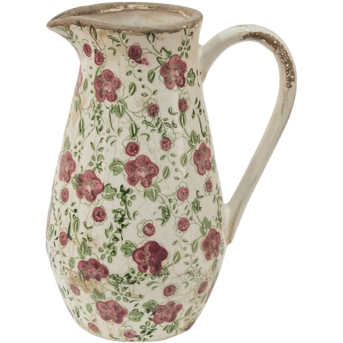 Clayre & Eef 6CE1442M Brocca decorativa Rosa, Beige 20x14x25 cm