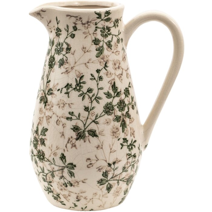 Clayre & Eef 6CE1456M Brocca decorativa Verde, Marrone, Beige 20x14x25 cm
