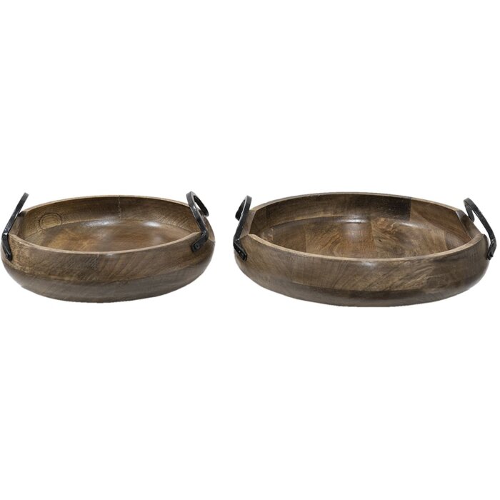 Clayre & Eef 6H2140 Vassoio decorativo marrone Ø 36x12 - Ø 29x11 cm