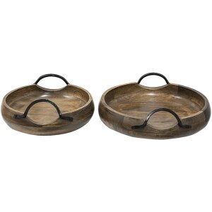 Clayre & Eef 6H2140 Vassoio decorativo marrone Ø 36x12 - Ø 29x11 cm