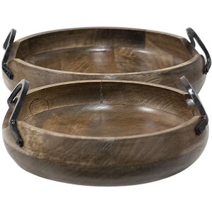Clayre & Eef 6H2140 Vassoio decorativo marrone Ø 36x12 - Ø 29x11 cm