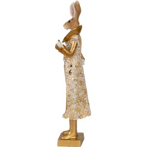Clayre & Eef 6PR3602 Coniglio decorativo color oro, bianco 11x8x33 cm