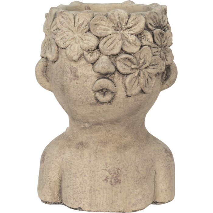 Clayre & Eef 6TE0440 Vaso da fiori per interni grigio, marrone 17x16x25 cm