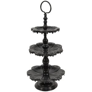 Clayre & Eef 6Y2710Z Etagere a 3 piani nera Ø 33x71 cm