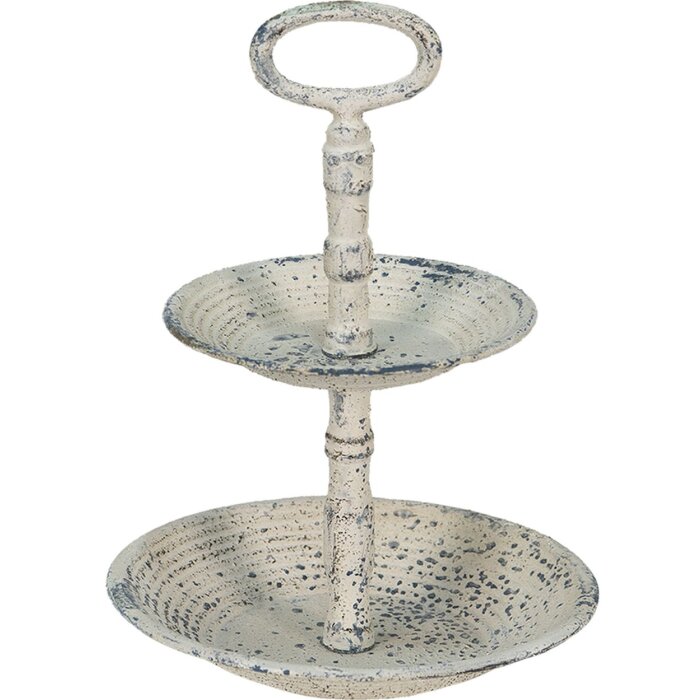 Clayre & Eef 6Y4770 Etagere 2 piani Beige Ø 19x27 cm