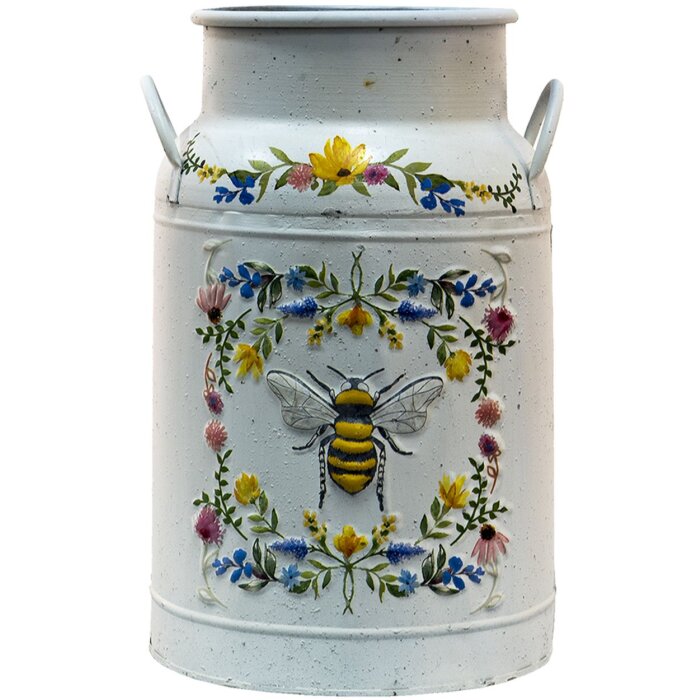 Clayre & Eef 6Y4774 Lattina Deco Bianco, Giallo Ø 19x28 cm