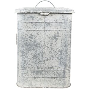 Clayre & Eef 6Y4776 Cestino a pedale Grigio, Bianco 26x26x36 cm