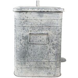 Clayre & Eef 6Y4776 Cestino a pedale Grigio, Bianco 26x26x36 cm