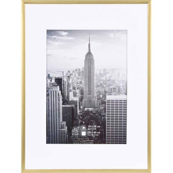 Cornice Henzo in alluminio Manhattan oro 30x40 cm con passepartout 20x28 cm