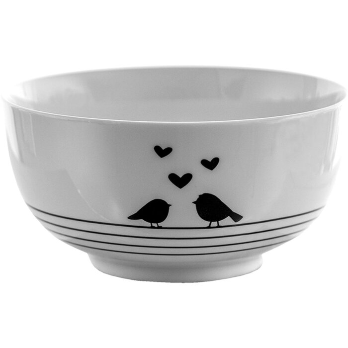 Clayre & Eef LBSBO Zuppiera bianca, nera Ø 14 cm