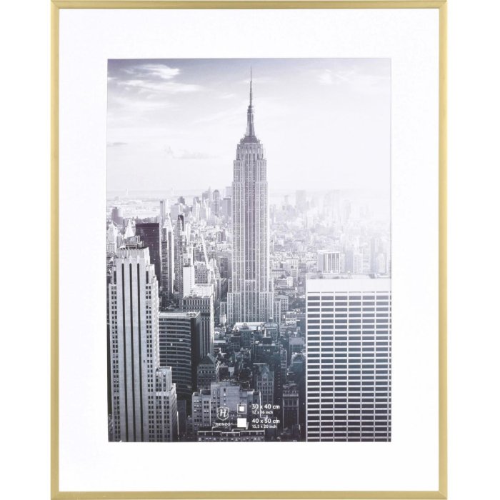 Henzo Telaio in alluminio Manhattan 40x50 cm oro con passepartout 30x40 cm