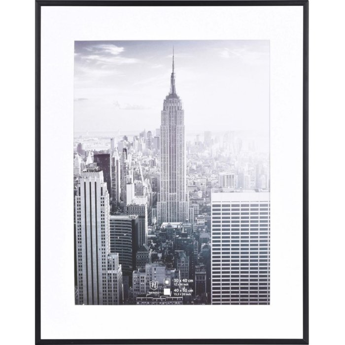 Henzo Telaio in alluminio Manhattan nero 40x50 cm con passepartout 30x40 cm