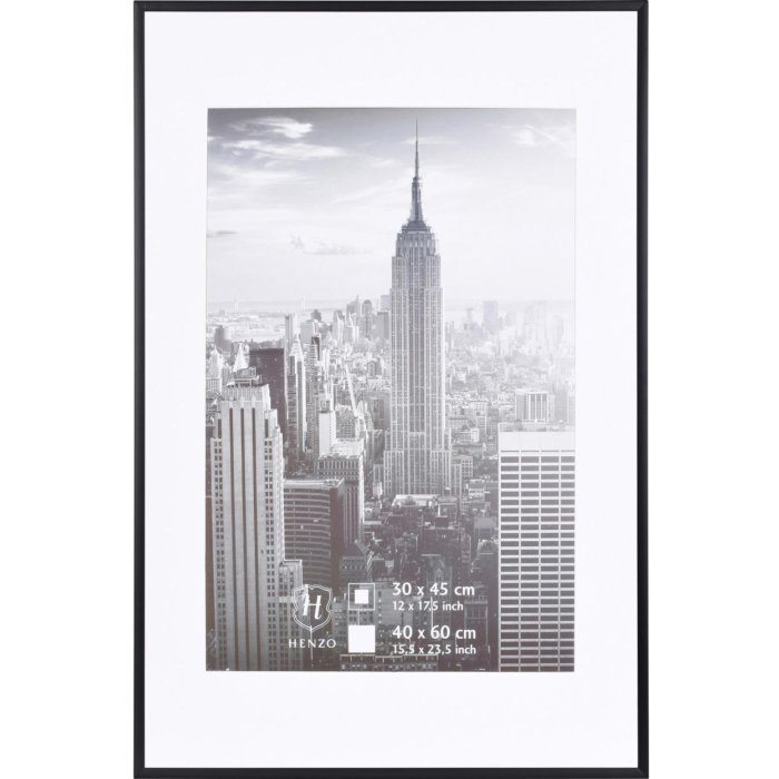 Henzo Telaio in alluminio Manhattan 40x60 cm nero con passepartout 30x45 cm