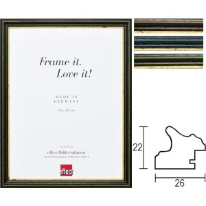 Cornice in legno a effetto Profilo 21 con bordo dorato...