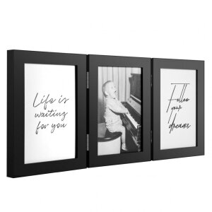 Henzo Cornice doppia in legno Piano 3 foto 13x18 cm nero