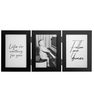 Henzo Cornice doppia in legno Piano 3 foto 13x18 cm nero