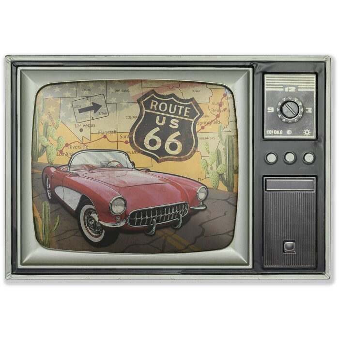ZEP Decorazione murale TELE 48x34x4 cm TV Route 66