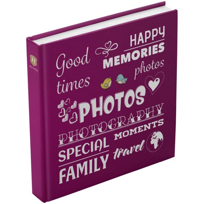 Henzo Album fotografico Jumbo Wording bordeaux 30x30 cm 100 pagine bianche